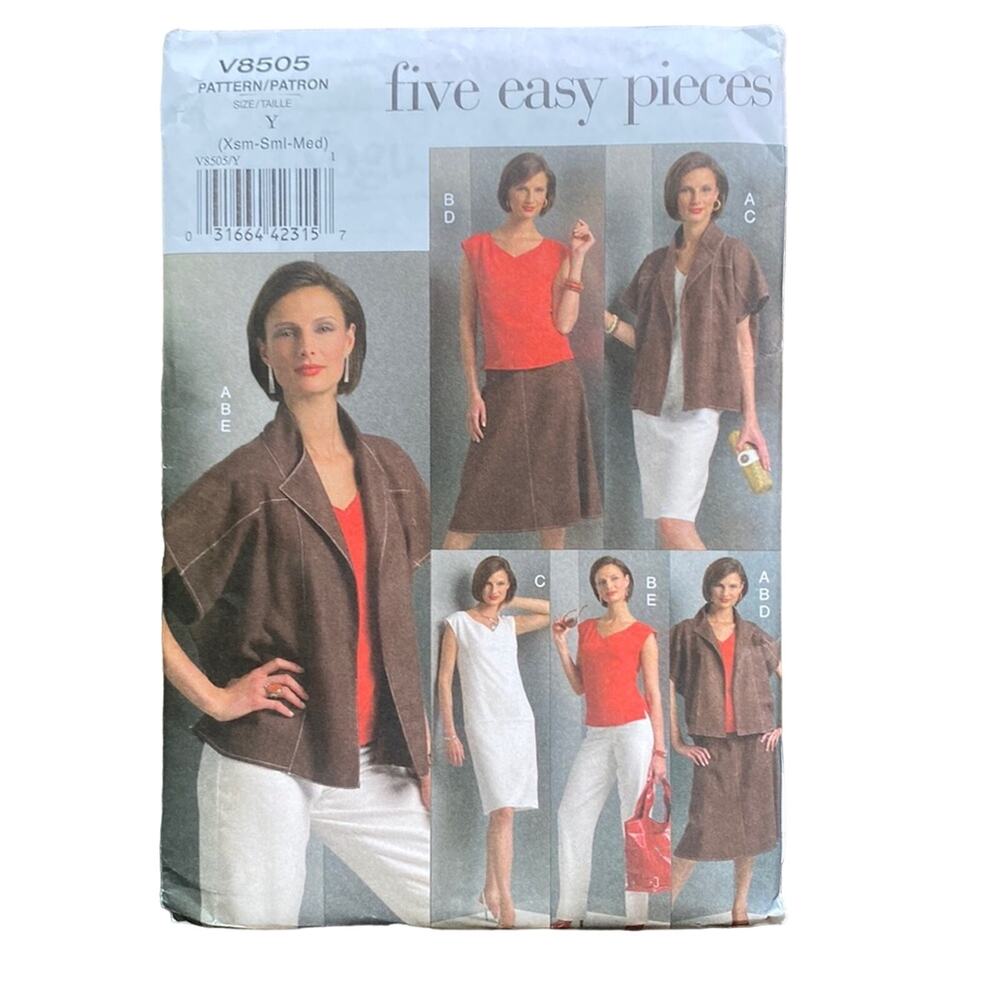 VOGUE Pattern V8505 Jacket Top Dress Skirt Size XS - MD Sewing Pattern UNCUT